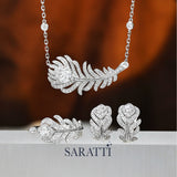 Plume d’Éclat Lab Diamond Set | Platinum Feather Jewelry | SARATTI