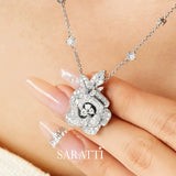 Elegant platinum rose earrings featuring brilliant lab-grown diamonds | SARATTI