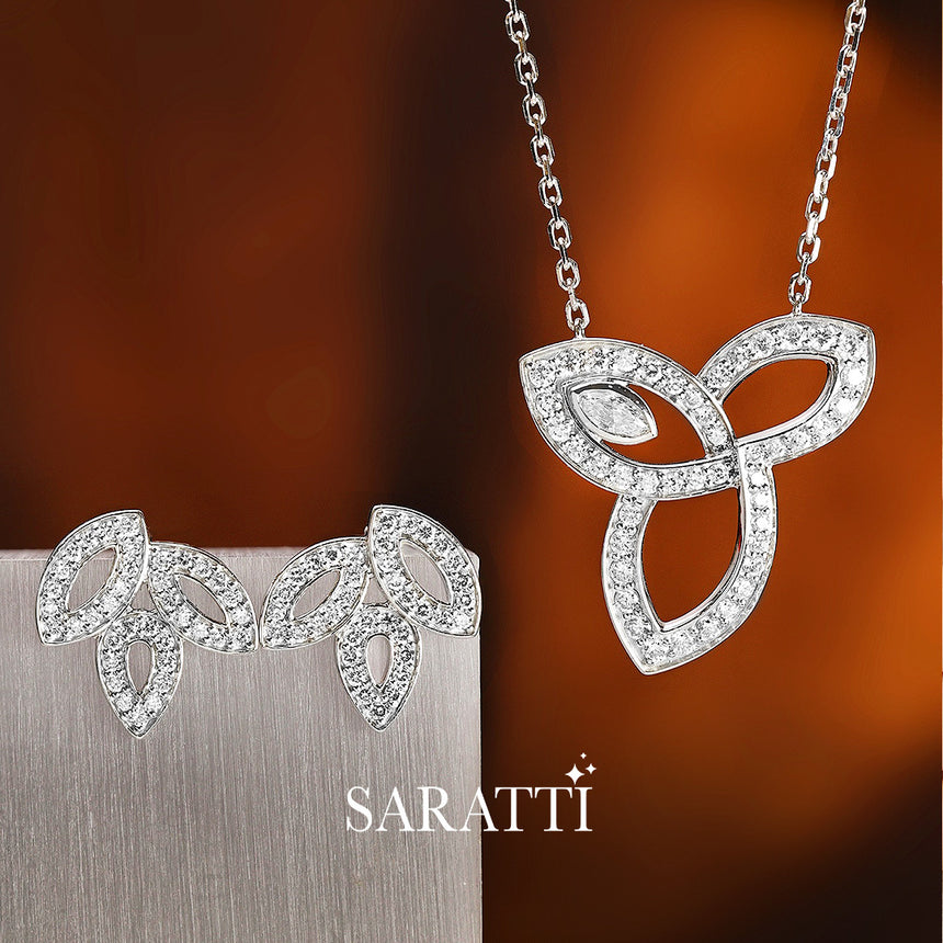 Three-Leaf Lab Diamond Necklace Close-Up | SARATTI