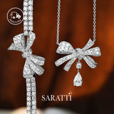 Platinum bow ribbon diamond bracelet detail | SARATTI
