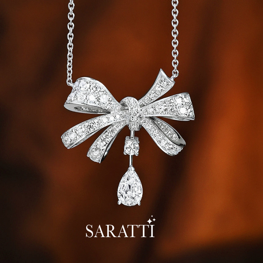 Feminine ribbon bloom diamond jewelry set | SARATTI