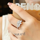 Marquise diamond flower ring in platinum | SARATTI