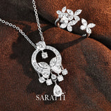 Floating diamond halo necklace on platinum chain | SARATTI