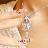 Elegant lab diamond halo necklace and ring | SARATTI
