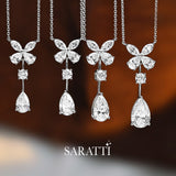 Marquise and pear diamond floral pendant | SARATTI