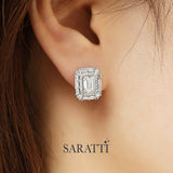 Diamond drop hoop earrings winter-inspired design | SARATTI