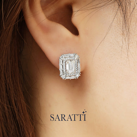 Diamond drop hoop earrings winter-inspired design | SARATTI