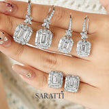 Frosted Emerald dual-style diamond earrings set | SARATTI