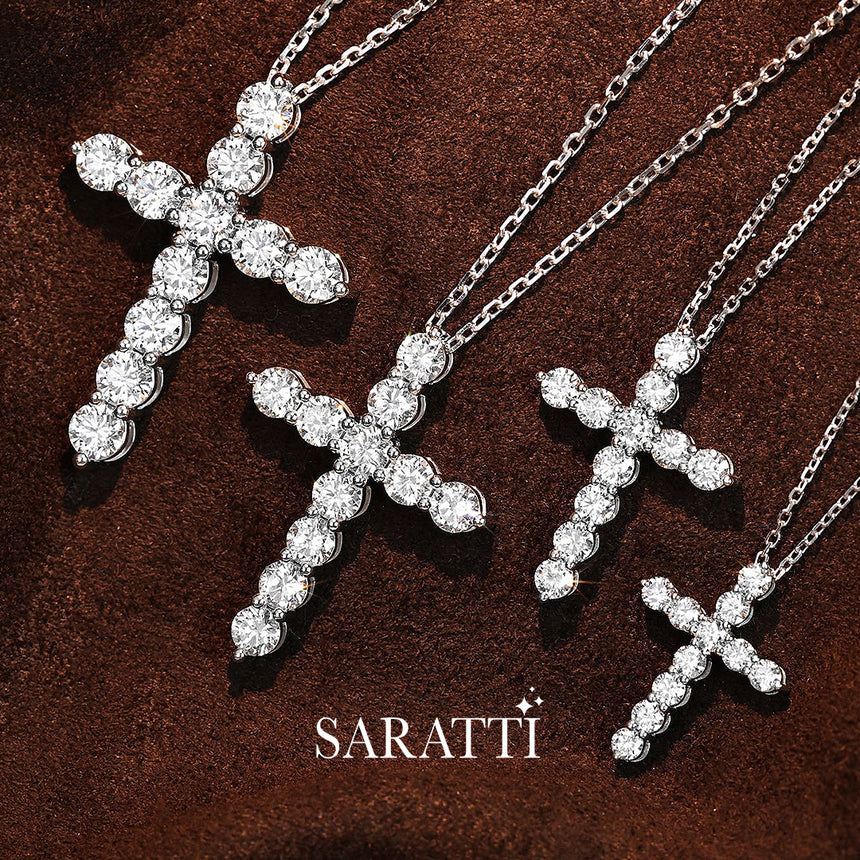 Grande Lueur Croix Platinum Lab Diamond Cross