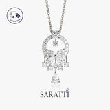 Double halo pear shape diamond pendant | SARATTI