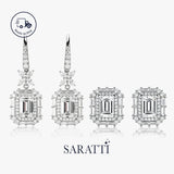 Minimalist 4-prong emerald diamond studs platinum | SARATTI