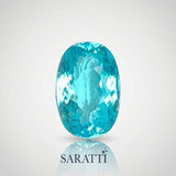 paraiba type tourmaline oval faceted gemstone compact saturated tone macro | SARATTI