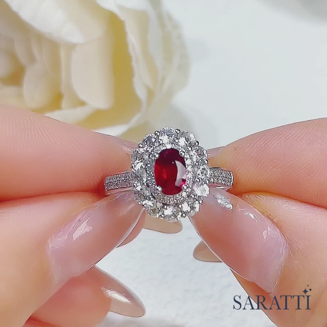 Aurora Bianca Natural Ruby ＆ Diamond Ring | Saratti Jewelry