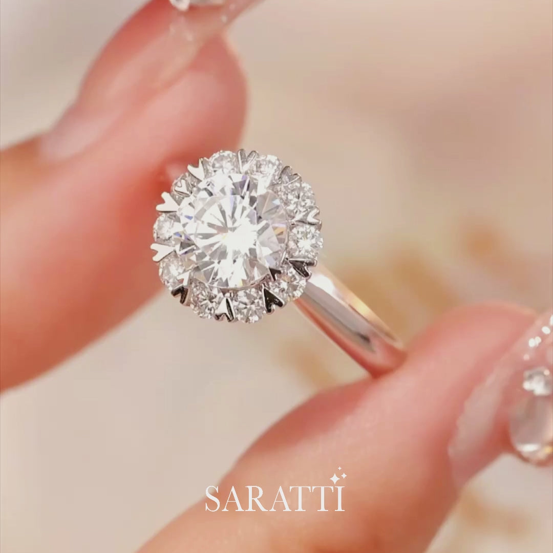 Sadi – Celestial Glow Natural Round Diamond Star Halo Ring