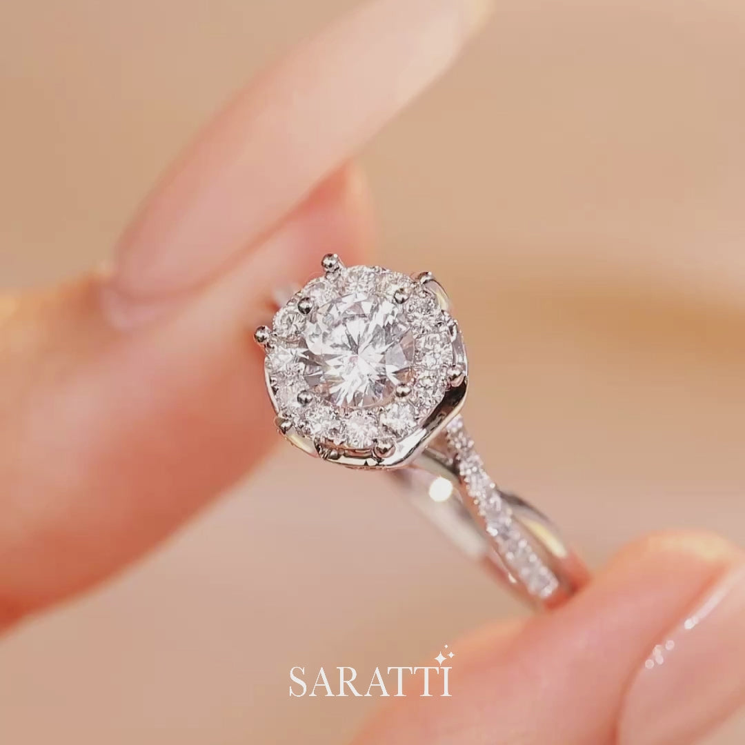 Julisa Diamond Engagement Ring in White Gold - Saratti