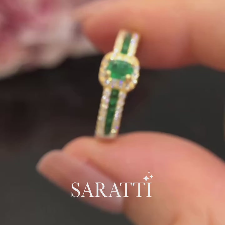 Emerald Promise Ring Yellow Gold | Saratti Jewelry