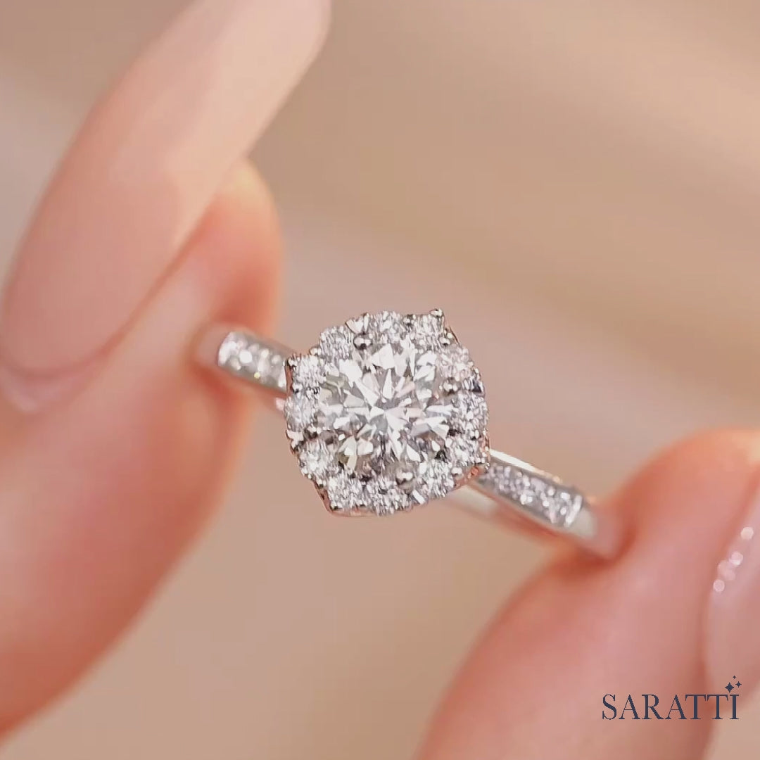 Alaya – Heavenly Harmony Natural Round Diamond Halo Engagement Ring