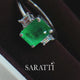 3 Stone Emerald Birthstone Ring in White Gold