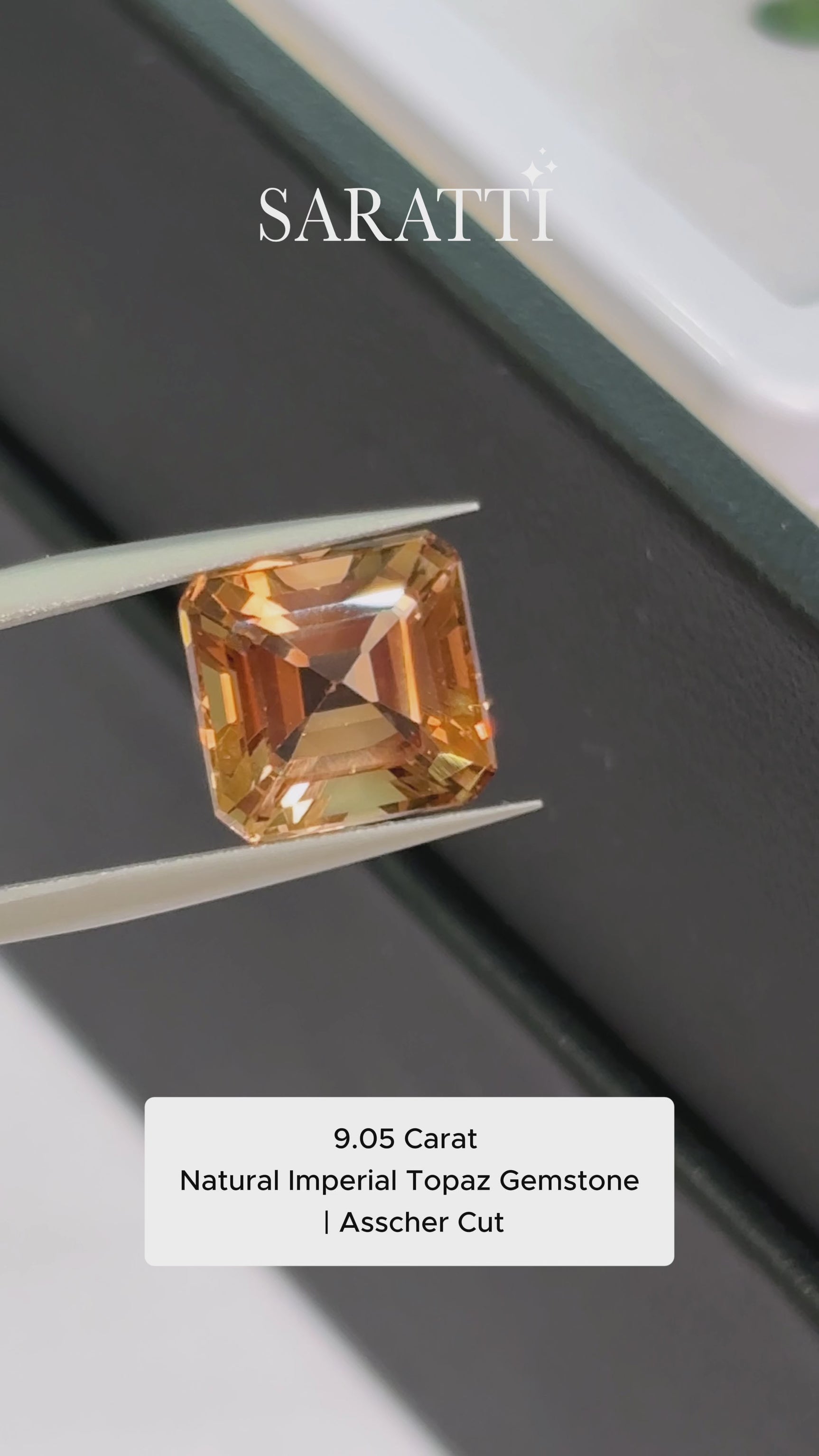 9.05 Carat Natural Imperial Topaz Gemstone | Asscher Cut