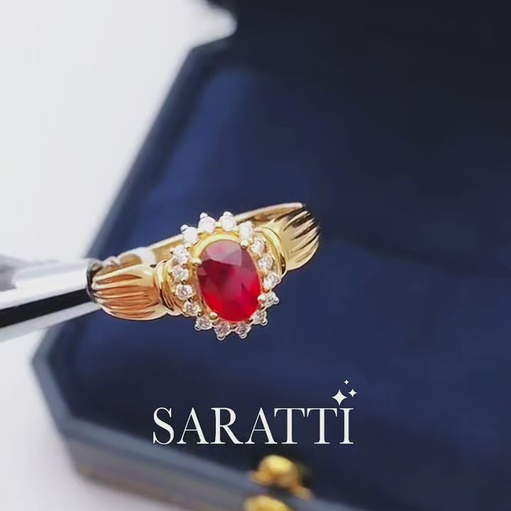 Vintage Ruby Ring in 18K Yellow Gold