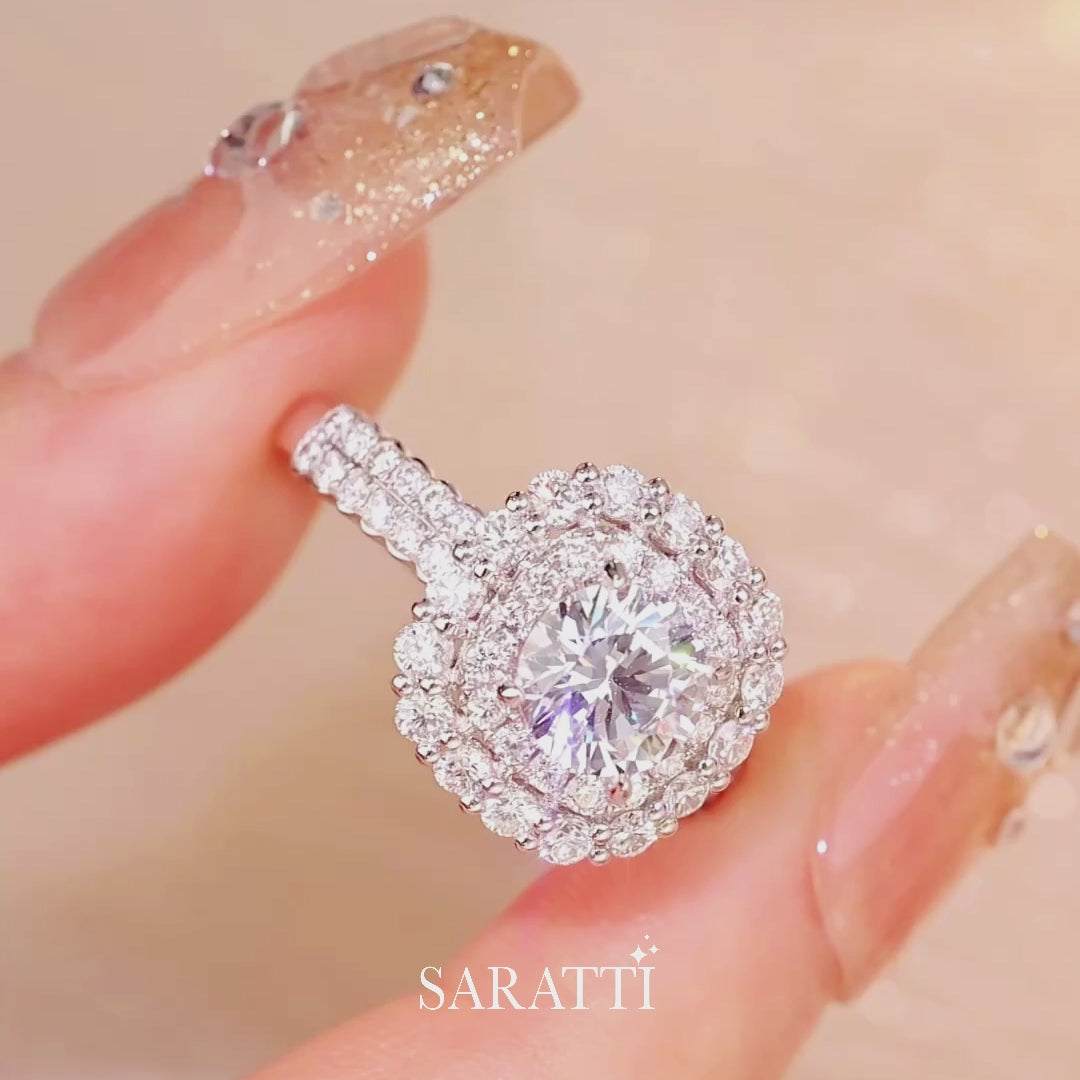 Bettina Natural Diamond Halo Ring - Saratti Jewelry 