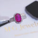 Oval Ruby and Diamond 18K White Gold Gold Ring | Saratti Jewelry