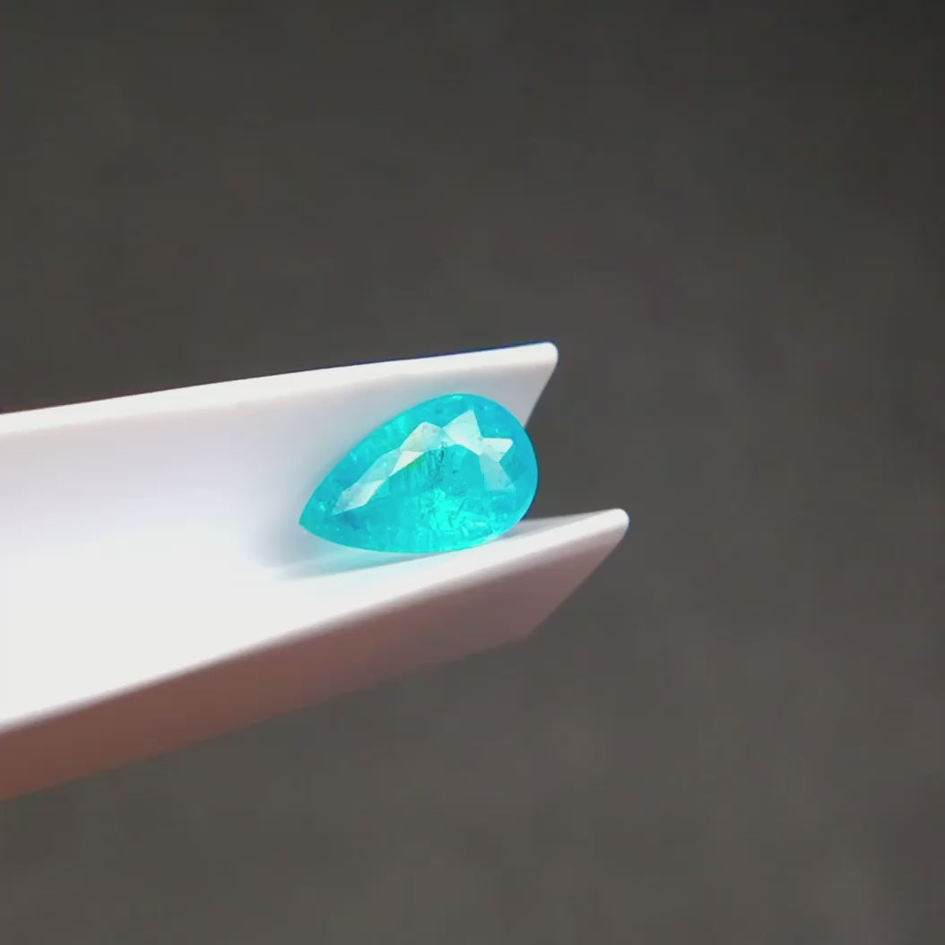 0.91 carats Natural Brazilian Neon Blue Paraiba Tourmaline | Pear