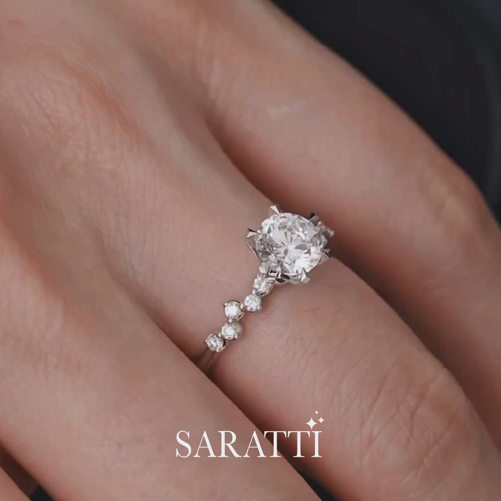 Joan Round Diamond Engagement Ring in 18K White Gold | Saratti Jewelry