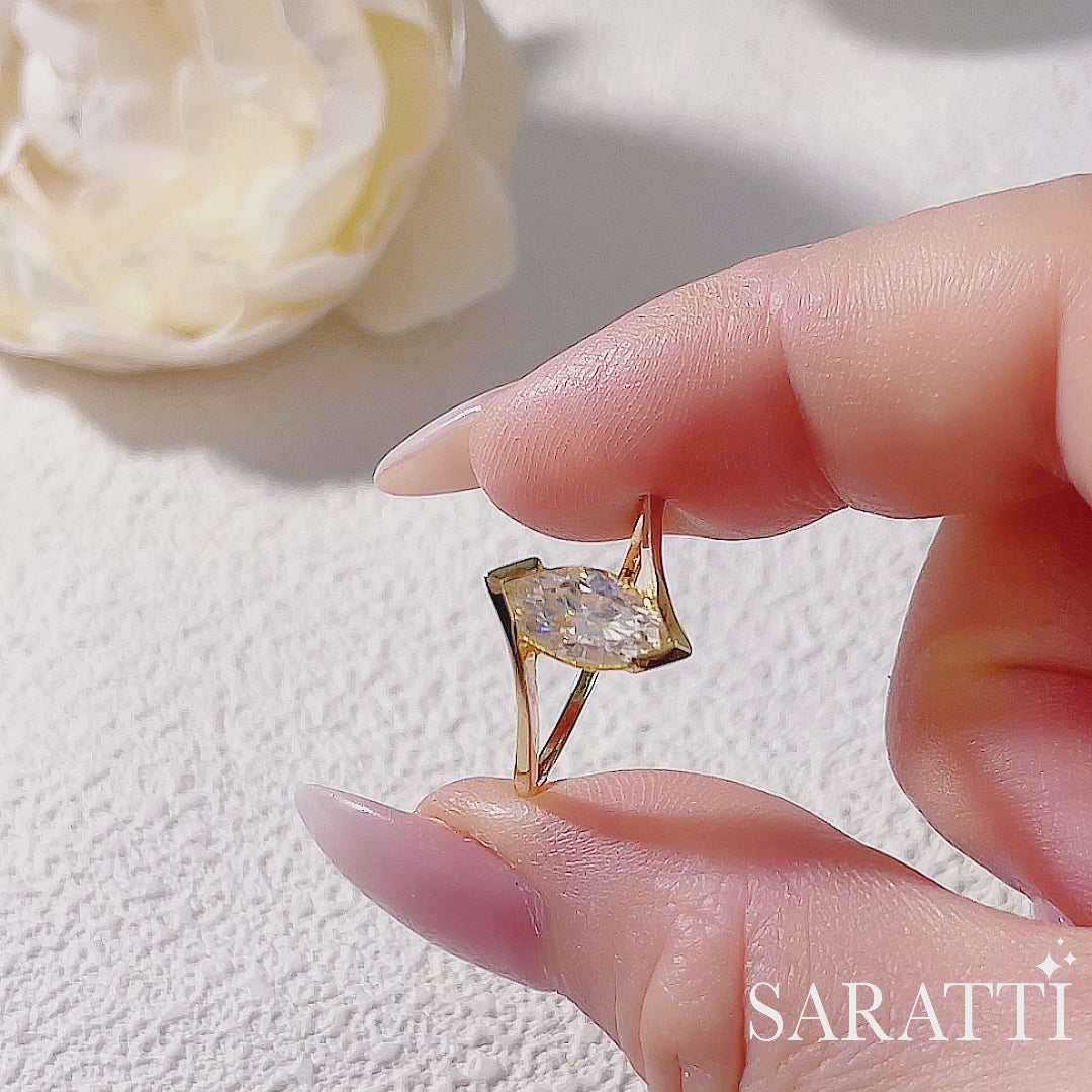 Marquise Diamond !8K Yellow Gold Ring - Saratti Jewelry