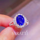 3 carat Royal Blue Natural Sapphire Diamonds Split Shank White Gold Ring - Saratti