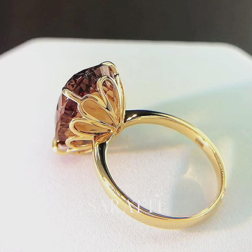 Natural Imperial Topaz Oval Yellow Gold Engagement Ring