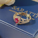 Pear Cut Natural Ruby Ring in 18K Yellow Gold | Saratti Jewelry