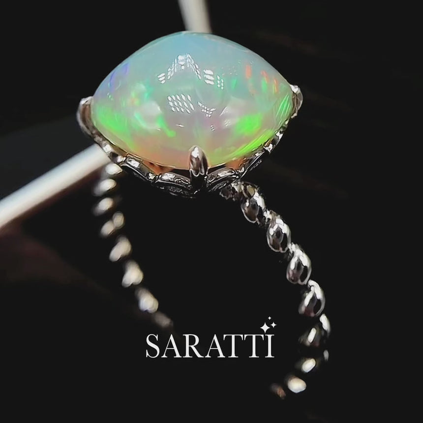 Opal Promise Ring in White Gold