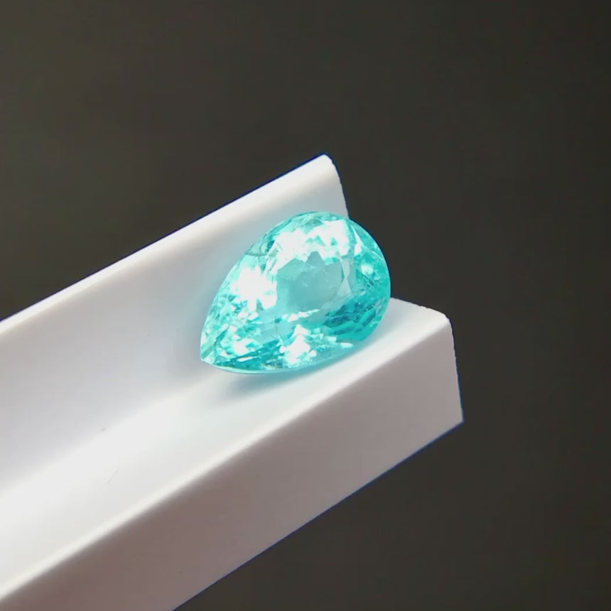 1.22 carat pear cut Paraiba tourmaline close-up - SARATTI