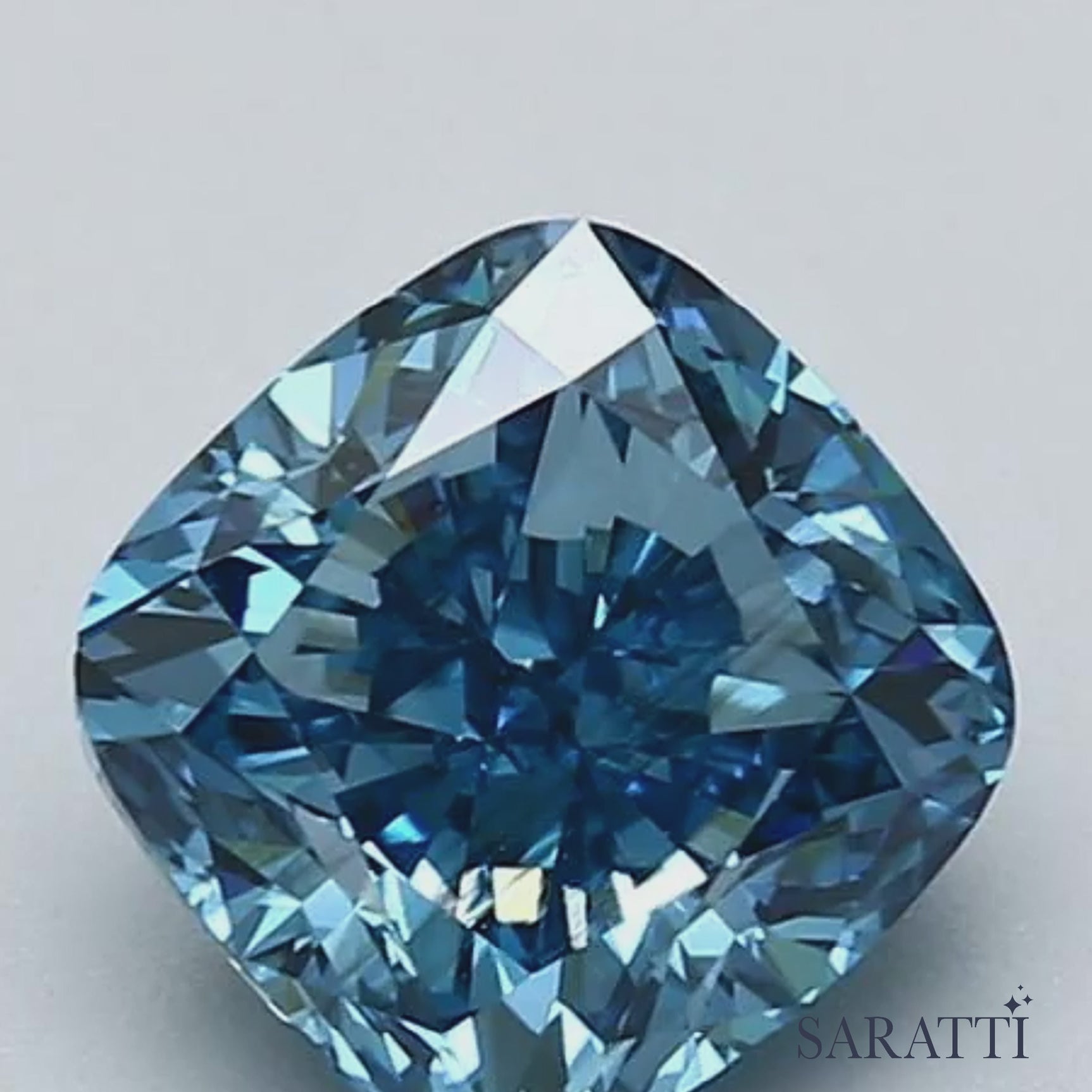 2.01-carat Fancy Deep Green-Blue Natural Diamond Cushion | GIA - Enhanced | Saratti Jewelry