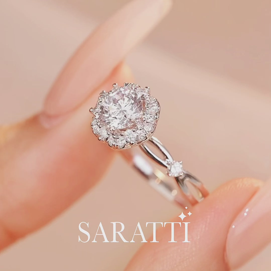 Emory – Eternal Presence Natural Round Diamond Halo Ring