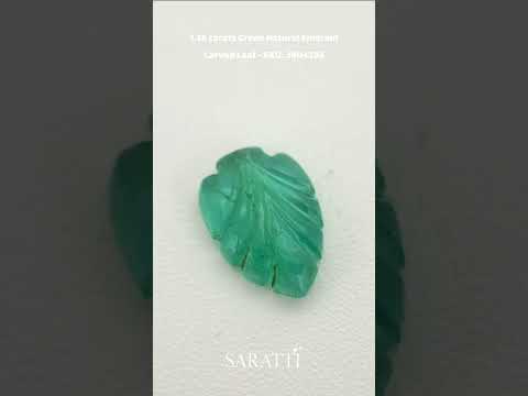 1.18 carats Green Natural Emerald | Carved Leaf