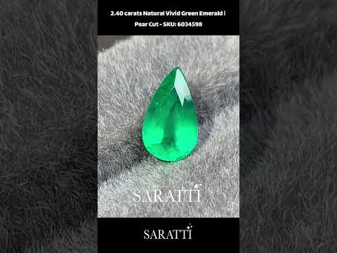 2.40 carats Natural Vivid Green Emerald | Pear Cut