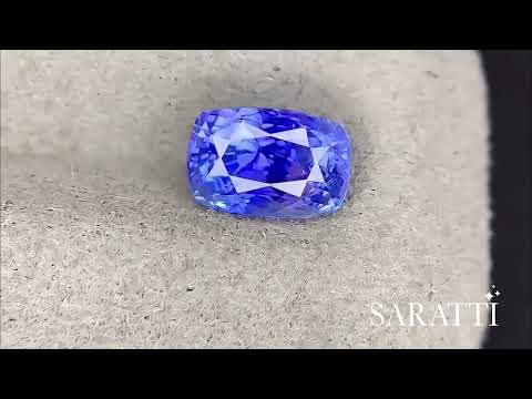 Cornflower Blue Unheated Natural sapphire cushion angled view | SARATTI