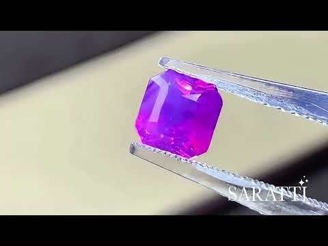 Purple Unheated Natural sapphire radiant loose gemstone angled view | SARATTI  