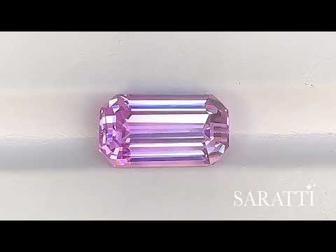 Natural pink purple kunzite horizontal step cut top view | SARATTI