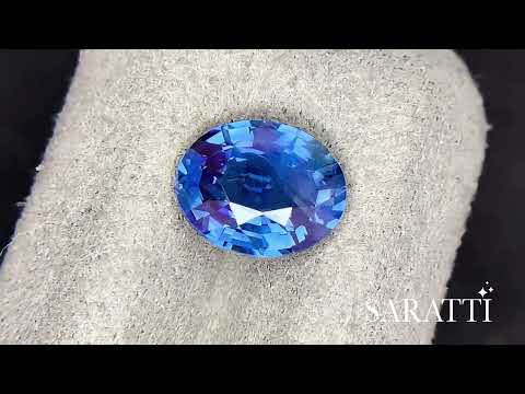 Cornflower Blue Natural sapphire oval angled loose gemstone view | SARATTI  