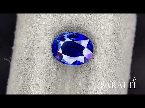Royal Blue Natural sapphire oval angled loose gemstone view | SARATTI  