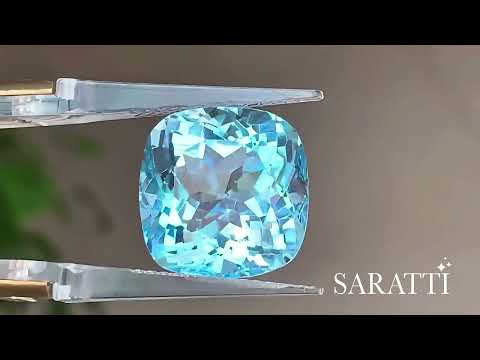 Side profile of cushion Natural blue topaz gemstone | SARATTI