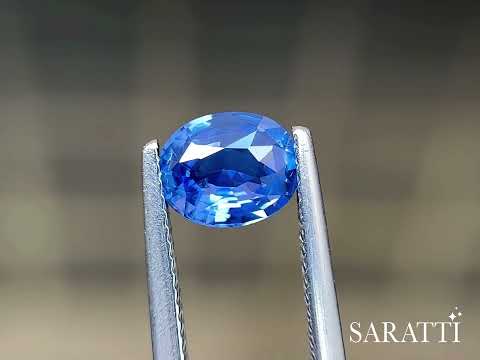 1.52 carats Natural Cornflower Blue Sapphire Gemstone – Oval Shape | SARATTI Certified