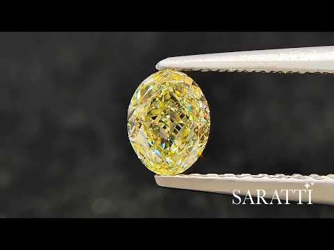 Oval Natural Fancy Yellow diamond loose gemstone macro view | SARATTI  