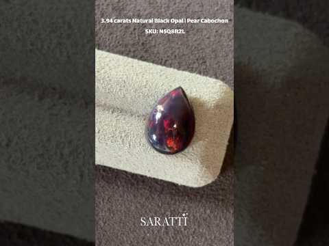 3.94 carats Natural Black Opal | Pear Cabochon