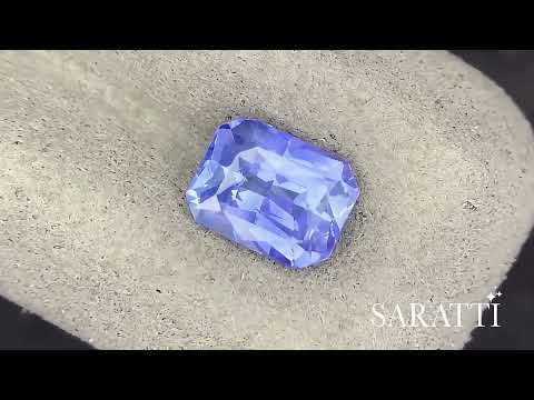 Blue Unheated Natural sapphire cushion angled loose gemstone view | SARATTI  