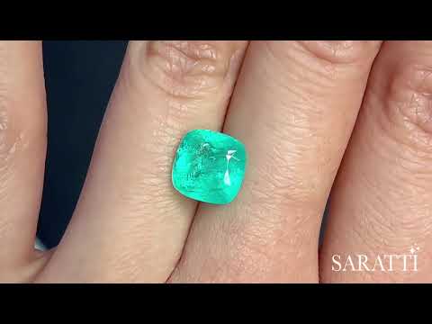 3.07-carat Neon Greenish- Blue Cushion Paraiba Tourmaline | AIGS Certified