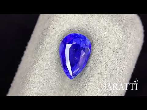 Cornflower Blue Unheated Natural sapphire pear angled view | SARATTI  